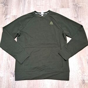Reebok Long Sleeve Olive Green Crew Shirt Mens Size S/CH/P Hoodie Style Pocket